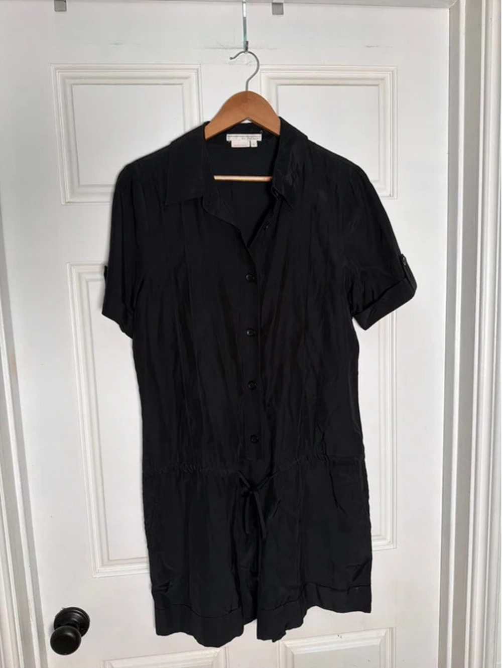 Black Rayon Cotton Lightweight Romper